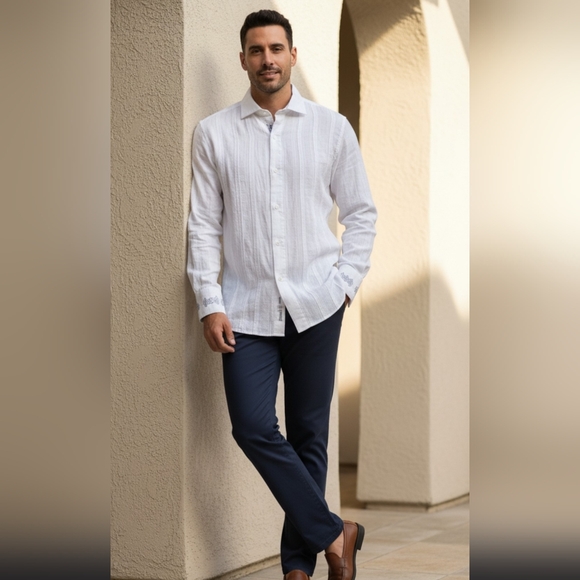 English Laundry /Christopher Wicks Y2K, Button Down Gabara Style EUC Men's Small - Picture 2 of 14